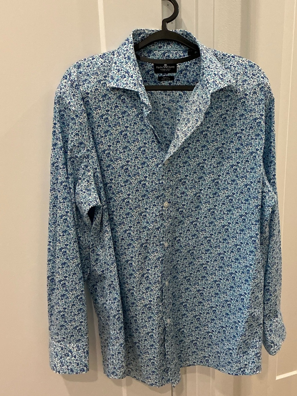 Psycho Bunny Men’s Light Blue Floral Button-Down Shirt 16½32/33 Medium
